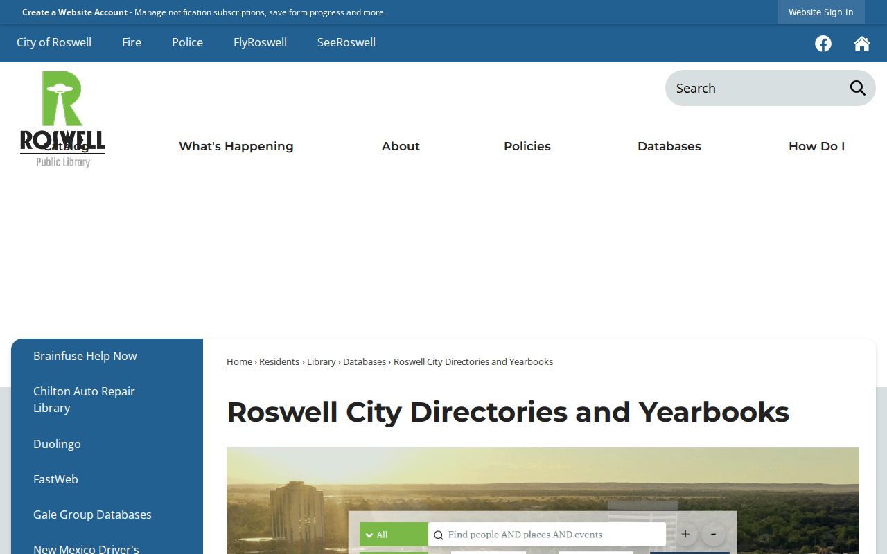Roswell residents directory city directories and yearbooks collection