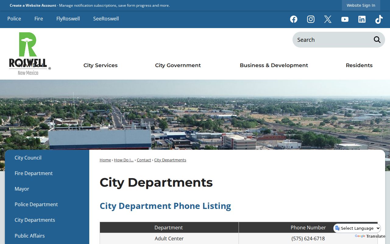 Roswell neighbors: City departments community contact listing